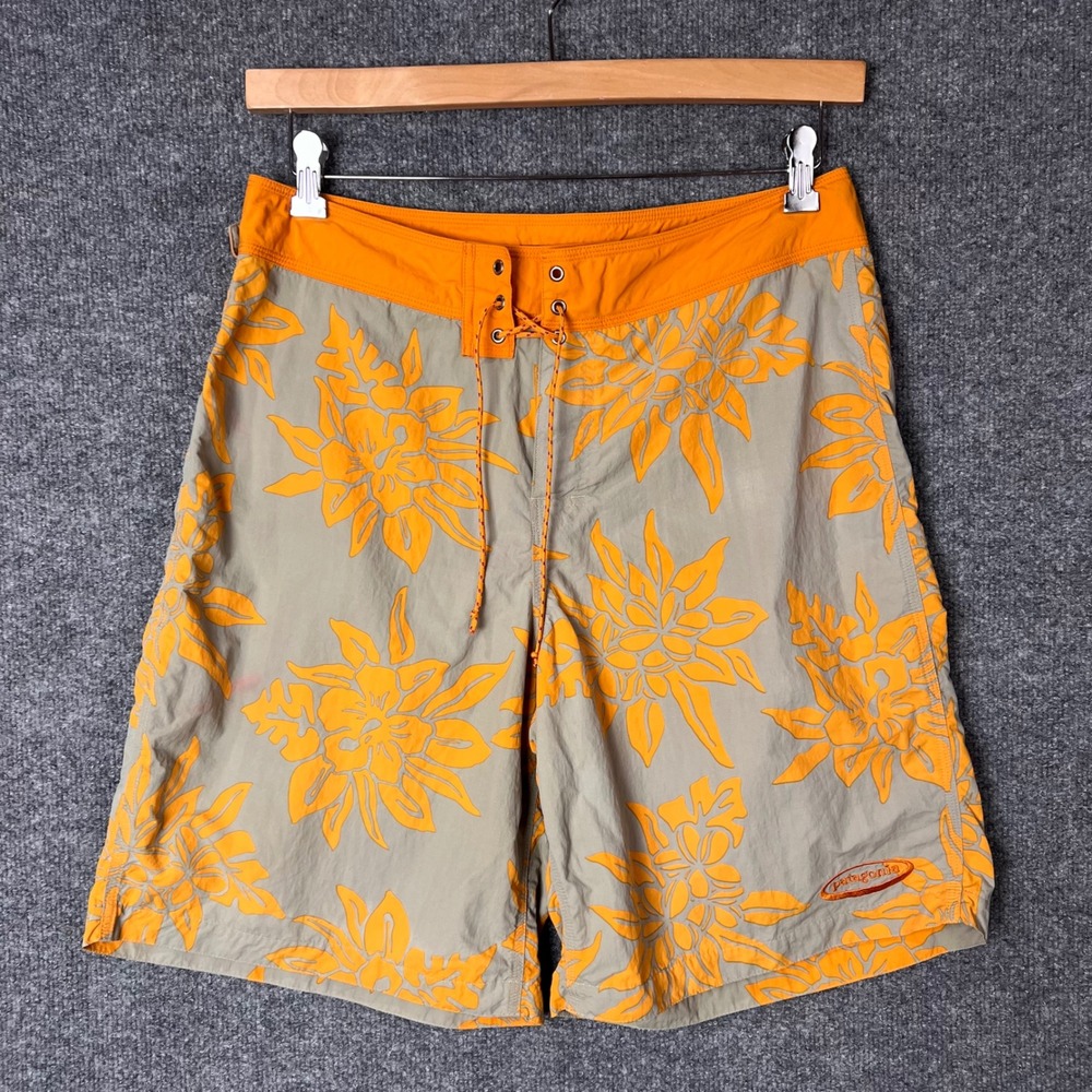 VINTAGE Pataloha Patagonia Board Shorts 34 Floral Print Swim Trunks Pockets
